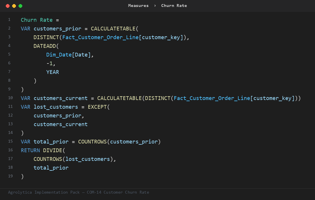 COM-14 DAX measure from the Implementation Pack