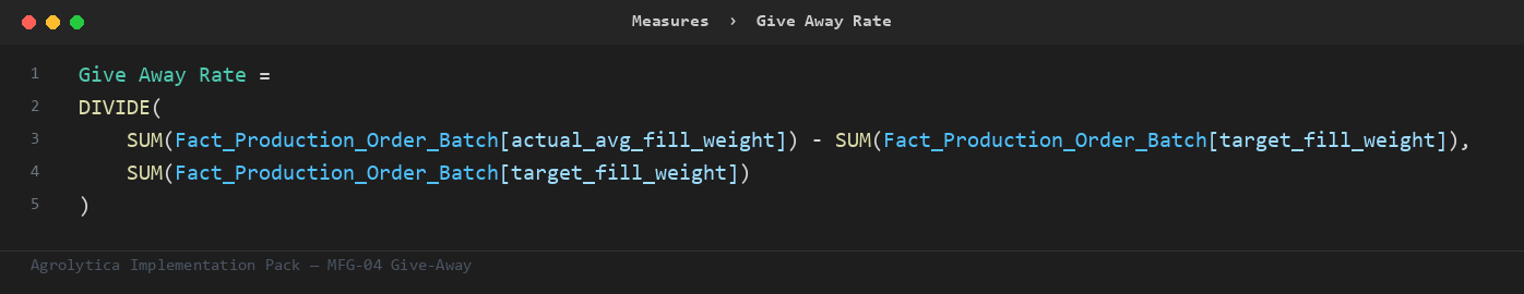 MFG-04 DAX measure from the Implementation Pack