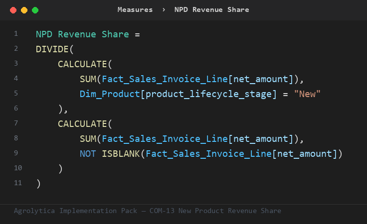 COM-13 DAX measure from the Implementation Pack